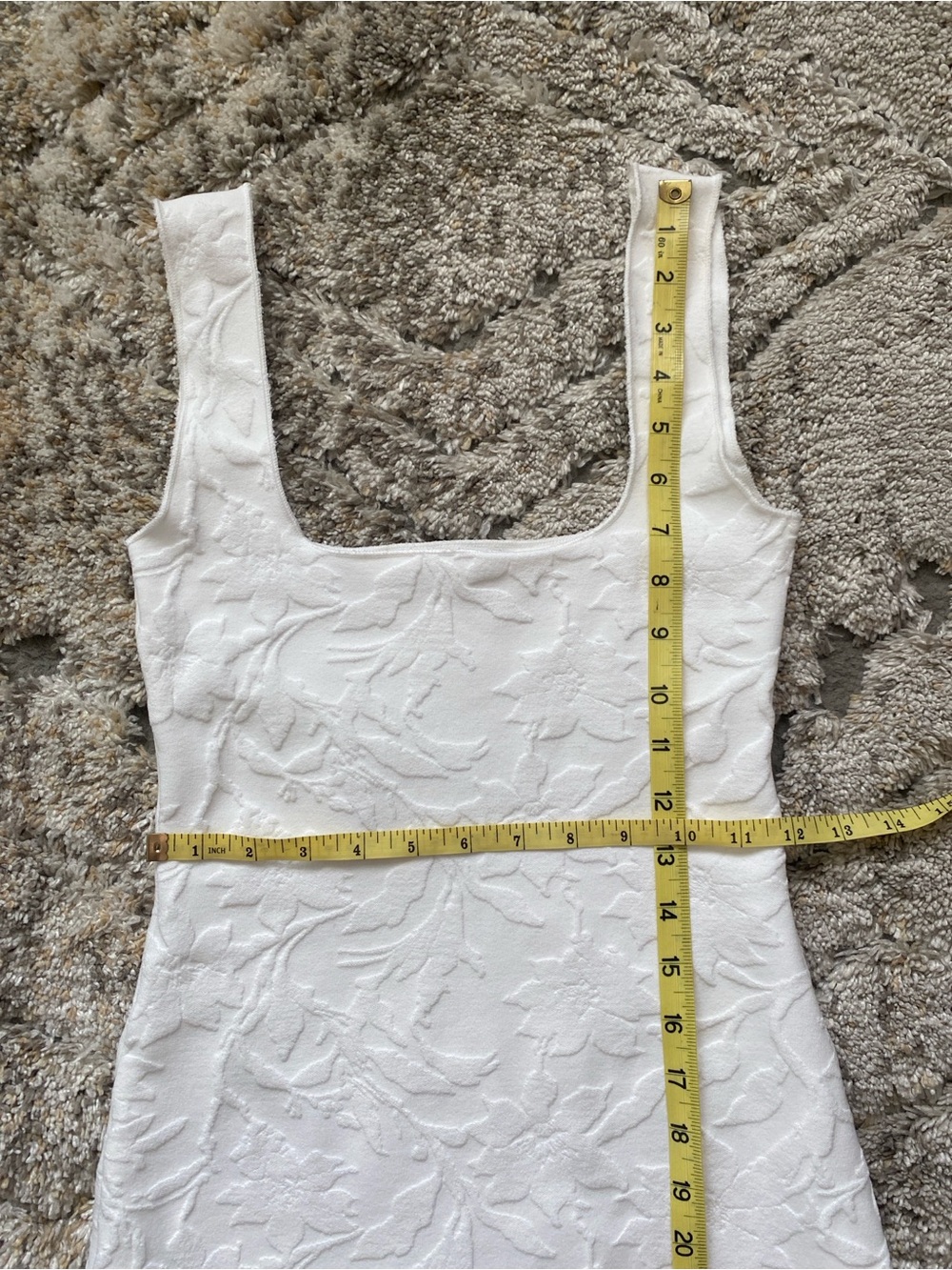 ZARA Stunning White Textured Floral Sleeveless Midi Dress Sz Small Like NEW! - Picture 7 of 12